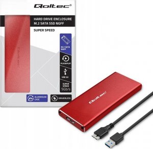 Kieszeń Qoltec Obudowa/kieszeń Qoltec na dysk M.2 SSD | SATA | NGFF | USB 3.0 | Super speed 5Gb/s | 2TB | Czerwony 1