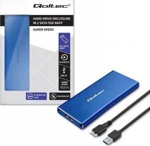 Kieszeń Qoltec Obudowa/kieszeń Qoltec na dysk M.2 SSD | SATA | NGFF | USB 3.0 | Super speed 5Gb/s | 2TB | Niebieski 1