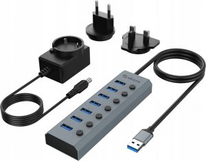 HUB USB Akasa AKASA Hub 7 v 1, USB-A 3.2 Gen 1, šedá 2