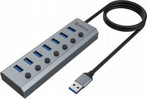 HUB USB Akasa AKASA Hub 7 v 1, USB-A 3.2 Gen 1, šedá 3