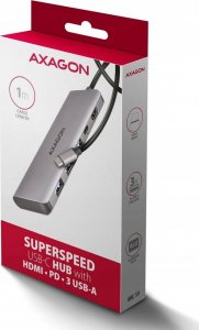 HUB USB Axagon HMC-5H Wieloportowy hub USB-C 3.2 Gen 1, 3x USB-A, 4K HDMI, PD 100W, 100cm USB-C kabel 3