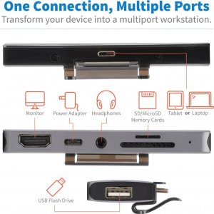 HUB USB Eaton Eaton Tripp Lite USB-C Dock with Removable Clip - For Laptops and Tablets, 4K HDMI, USB-A Hub, 60W PD Charging 6