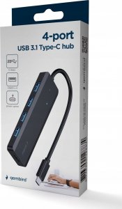 HUB USB Gembird GEMBIRD HUB USB TYP-C 3.1 (GEN 1) 4-PORTOWY, CZARNY 4