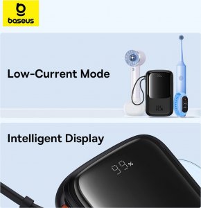 Powerbank Baseus Baseus Qpow Pro+ 10000mAh 22.5W z wbudowanym kablem USB-C i wyświetlaczem - czarny 5