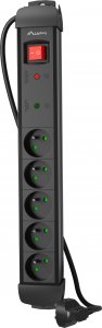 Listwa zasilająca Lanberg SP1 przeciwprzepięciowa 5 gniazd 1.5 m czarna (SP1-05E-0150-BK) 2
