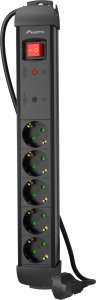 Listwa zasilająca Lanberg SP1 przeciwprzepięciowa 5 gniazd 5 m czarna (SP1-05F-0500-BK) 3