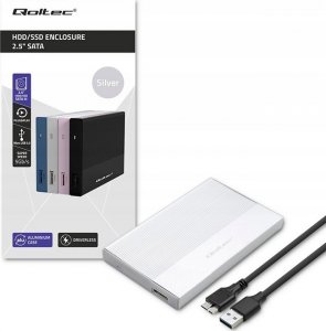 Kieszeń Qoltec Obudowa | Kieszeń na dysk SSD HDD 2.5 cala| SATA | USB 3.0 | Super speed 5Gb/s | 2TB | Srebrna 3