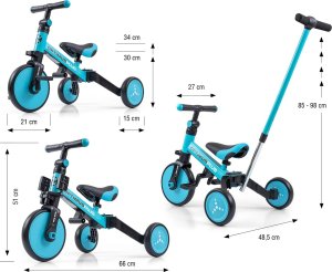 Milly Mally Rowerek Ride On - Bike 4w1 OPTIMUS PLUS Blue 12