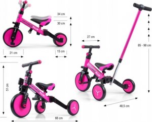 Milly Mally Rowerek Ride On - Bike 4w1 OPTIMUS PLUS Pink 6