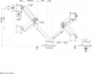 Neomounts Uchwyt biurkowy na 2 monitory 17" - 35" (DS70S-950WH2) 20
