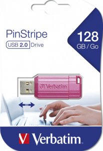 Pendrive Verbatim Verbatim USB flash disk, USB 2.0, 128GB, Store,N,Go PinStripe, różowy, 49460, do archiwizacji danych 4