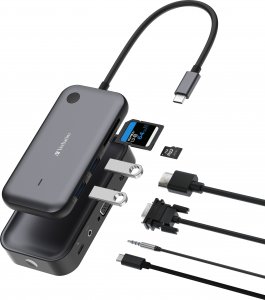 HUB USB Verbatim Bezprzewodowy adapter USB-C z koncentratorem WDA01 Share My Screen 1080p 32146, czarny, długość przewodu 15cm, Verbatim 2