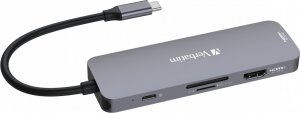 HUB USB Verbatim 32151 1x SD 1x USB-C PD 1x microSD 2x HDMI  + 3x USB-A 3.2 Gen1 (32151) 4
