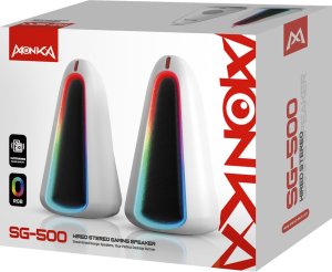 Głośniki komputerowe Marvo Marvo głośniki MONKA SG-500, 2.0, 6W, białe, regulacja głośności, podświetlenie RGB 4