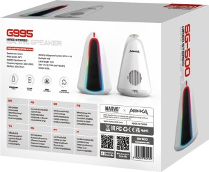 Głośniki komputerowe Marvo Marvo głośniki MONKA SG-500, 2.0, 6W, białe, regulacja głośności, podświetlenie RGB 5