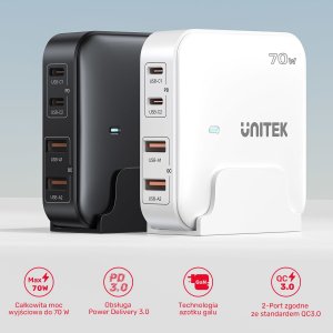 Ładowarka Unitek P1228A 2x USB-A 2x USB-C 5 A (P1228AWH01-EU) 2