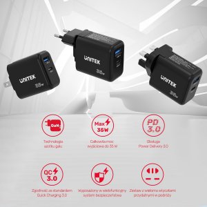 Ładowarka Unitek P1119A 1x USB-A 1x USB-C 3 A (P1119A) 2