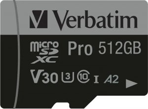 Karta Verbatim Pro MicroSDXC 512 GB Class 10 UHS-I/U3 A2 V30 (47046) 1