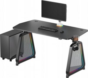 Biurko Ultradesk ULTRADESK Biurko dla gracza BOOSTER, 136x70,5 cm, 75 cm, podświetlenie RGB, uchwyt na słuchawki i napój 1