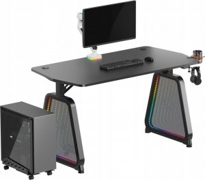 Biurko Ultradesk ULTRADESK Biurko dla gracza BOOSTER, 136x70,5 cm, 75 cm, podświetlenie RGB, uchwyt na słuchawki i napój 12