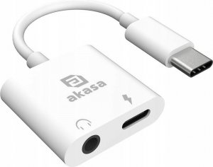 Akasa adaptér USB-C to 3.5mm Jack & PD 15W Port ładowania biały 2