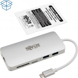 Stacja/replikator Eaton USB-C z serii Tripp Lite — 4K HDMI, USB 3.x (5 Gb/s), USB-A/C, GbE, karta pamięci, PD 60 W 5
