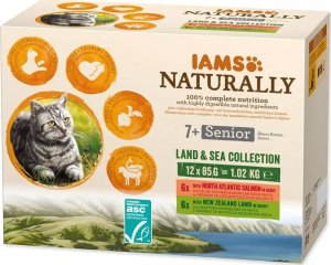 IAMS IAMS Naturally Senior zestaw smaków morskch i mięsnych 12x85g kot 1