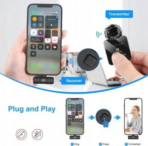 Mikrofon Puluz 2x Bezprzewodowy Mikrofon Krawatowy do iPhone Lightning / Puluz PU647B 5