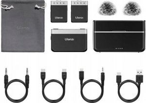 Mikrofon Ulanzi 2x Mikrofon Bezprzewodowy Krawatowy do Telefonu Aparatu Kamery / Pamięć 8GB / Zasięg 100m / Ulanzi AM-18 3