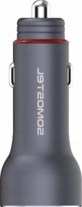 Ładowarka Somostel ŁADOWARKA SAMOCHODOWA 5A SREBRNY MIERNIK + KABEL TYP-C SOMOSTEL 30W 2XUSB DUAL SMS-A89 QUICK CHARGE QC 3.0 ALUMINIUM 5
