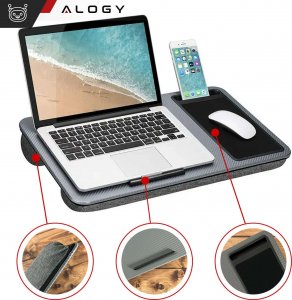Alogy Stolik pod laptopa Podstawka uchwyt na telefon podkładka pod mysz do łóżka Alogy przenośne biurko z poduszkami 14