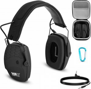 MSW Słuchawki ochronne wygłuszające zagłuszki aktywne strzeleckie AUX Bluetooth - czarne Słuchawki ochronne wygłuszające zagłuszki aktywne strzeleckie AUX Bluetooth - czarne 1