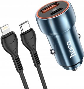 Ładowarka Hoco HOCO ładowarka samochodowa USB A + Typ C + kabel Typ C do Lightning PD QC3.0 3A 20W Z46A niebieska 1