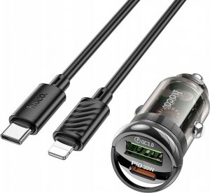 Ładowarka Hoco HOCO ładowarka samochodowa USB A + Typ C + kabel Typ C do Lightning PD QC3.0 3A 30W Z53A czarna 1