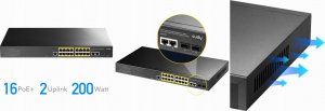 Switch Cudy GS2018PS2-200W 16-Port Gigabit L2 Managed PoE+ 200W 2xGbE Uplink 2xSFP 3