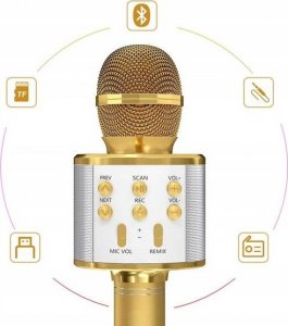 Dexxer Mikrofon do karaoke Bluetooth (Złoty) 1