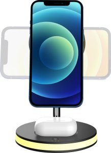 Ładowarka Deltaco 3-in-1 magnetinis belaidis įkroviklis DELTACO, telefonas/TWS/laikrodis, LED lemputė / QI-1041 2