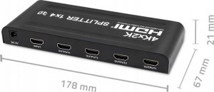 Qoltec Rozdzielacz aktywny Qoltec Splitter 4 x HDMI 4K x 2K | 3.4Gb/s 3