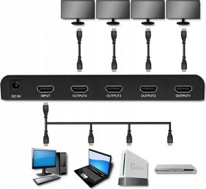 Qoltec Rozdzielacz aktywny Qoltec Splitter 4 x HDMI 4K x 2K | 3.4Gb/s 7