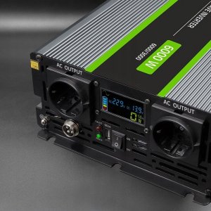 Przetwornica Qoltec Przetwornica napięcia Qoltec Monolith | 3000W | 6000W | 24V na 230V | Czysty Sinus | LCD 7