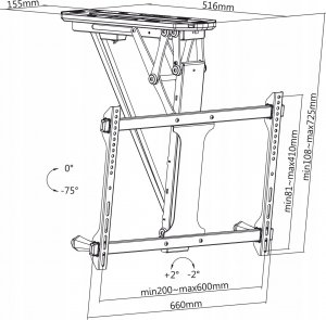 Maclean Uchwyt do TV elektryczny sufitowy , obsługa TUYA, max VESA 600x400, do pochyłych ścian, pilot, 32"-70", 35kg, MC-880T 10