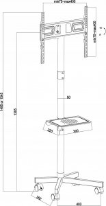 Maclean Stand wózek do TV , profesjonalny,32-55", na kółkach, max. VESA 400x400, max. 25kg, MC-949 7