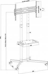 Maclean Stand wózek do TV Maclean, profesjonalny,32-70", na kółkach, max. VESA 600x400, max. 40kg, MC-951 2