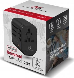 Maclean Adapter podróżny Maclean MCE238N zasilacz USB, 2xUSB 2,4A + USB-C PD 20W, Bezpiecznik 8A, Quick and Fast Charge, 200 krajów świata 2