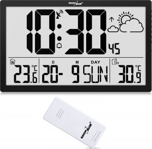 GreenBlue Zegar ścienny LCD bardzo duży GreenBlue GB218 temperatura, data 1