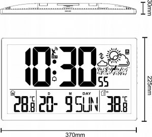 GreenBlue Zegar ścienny LCD bardzo duży GreenBlue GB218 temperatura, data 7