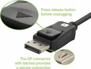 Kabel Techly TECHLY DisplayPort 2.1 Audio/Video Cable M/M 4K 2m Black 4