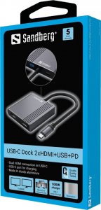 HUB USB Sandberg SANDBERG USB-C Dock 2xHDMI+USB+PD 6