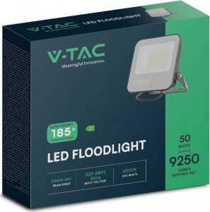 Naświetlacz V-TAC Projektor LED V-TAC 50W 185Lm/W Czarny VT-4456 6500K 9250lm 2