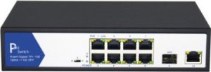 Switch Value Przełącznik VALUE PoE+ Gigabit Ethernet, 8+2 porty Uplink (1x GbE + 1x SFP) 1